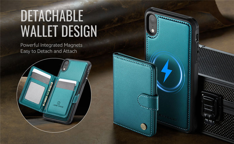 JEEHOOD iPhone XR 2-in-1 Magnetic Wallet Case
