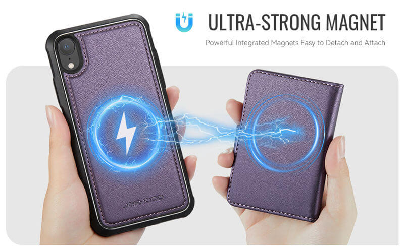 JEEHOOD iPhone XR 2-in-1 Magnetic Wallet Case