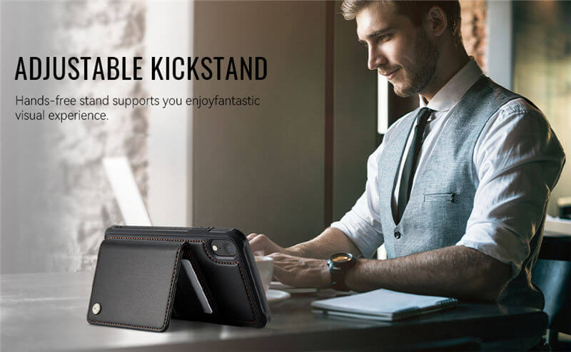 JEEHOOD iPhone XR 2-in-1 Magnetic Wallet Case