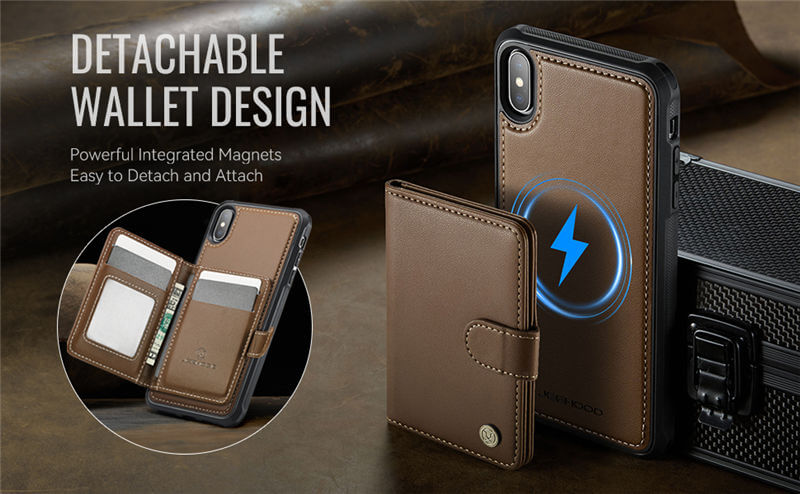 JEEHOOD iPhone XS Max 2-in-1 Magnetic Wallet Case