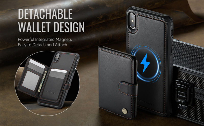 JEEHOOD iPhone X/XS 2-in-1 Magnetic Wallet Case