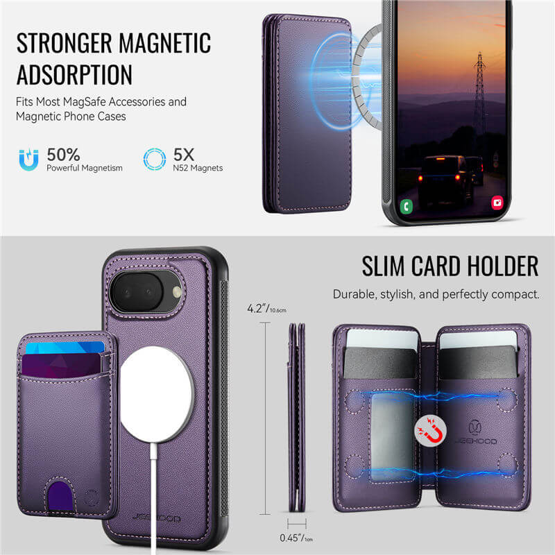 JEEHOOD Google Pixel 10A Detachable 2-in-1 Magnetic Wallet Case