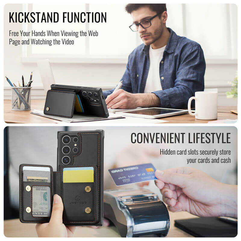 JEEHOOD Samsung Galaxy S26 Ultra Magnetic 2-in-1 Wallet RFID-blocking Case