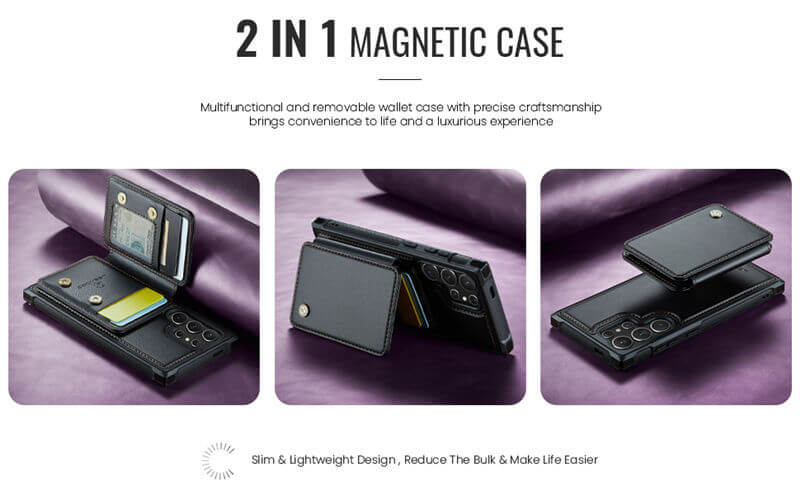 JEEHOOD Samsung Galaxy S26 Magnetic 2-in-1 Wallet RFID-blocking Case