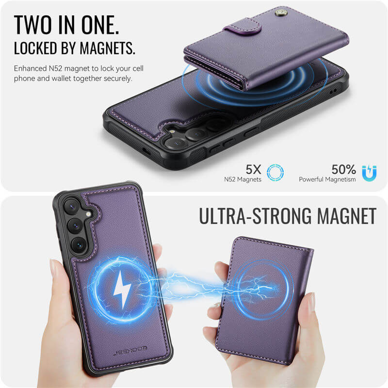 JEEHOOD Samsung Galaxy S26 2-in-1 Magnetic Wallet Case