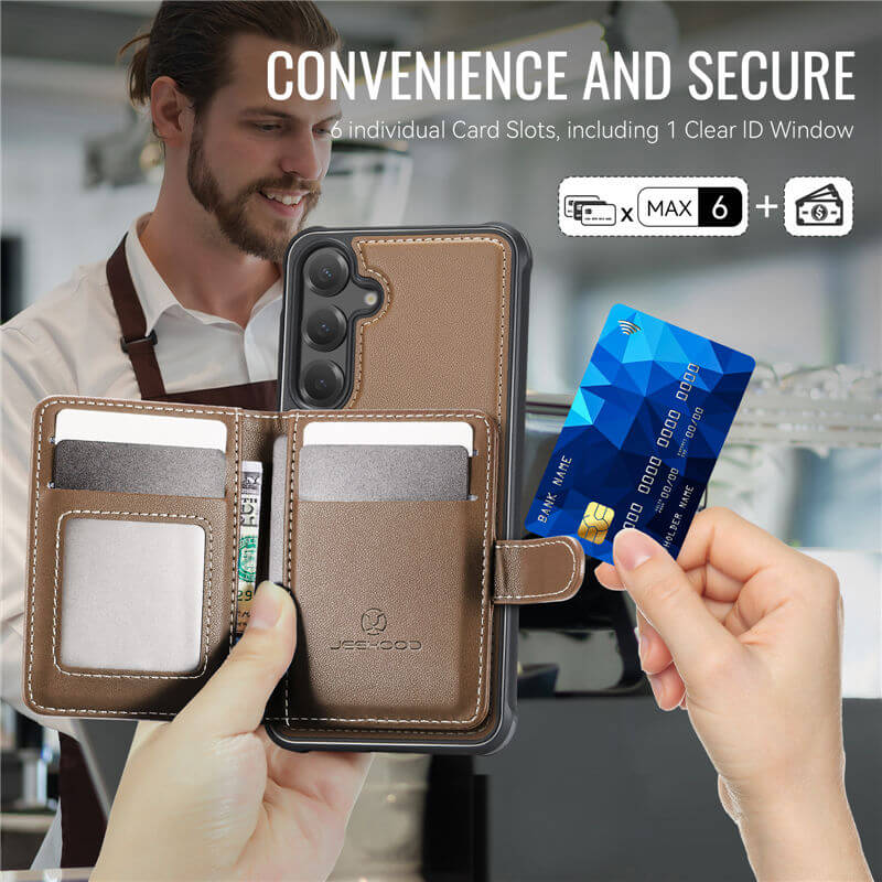 JEEHOOD Samsung Galaxy S26 2-in-1 Magnetic Wallet Case