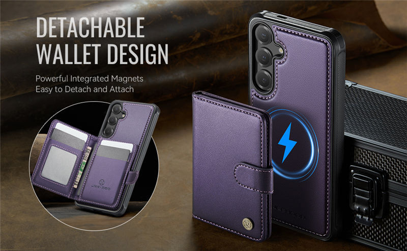 JEEHOOD Samsung Galaxy S26 2-in-1 Magnetic Wallet Case