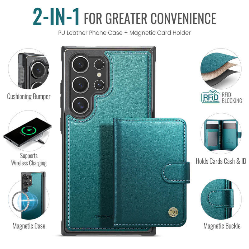 JEEHOOD Samsung Galaxy S26 Ultra 2-in-1 Magnetic Wallet Case