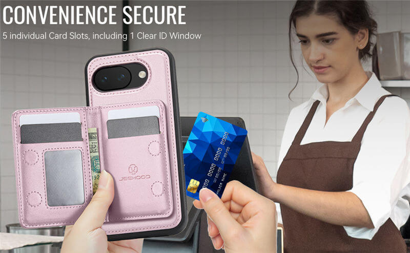 JEEHOOD Google Pixel 10A Detachable Magnetic Zipper Wallet Case