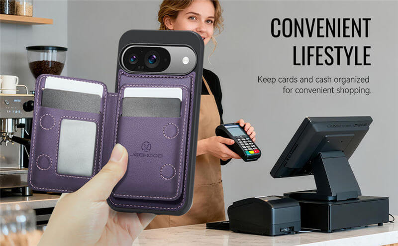 JEEHOOD Google Pixel 10/Pixel 10 Pro 2-in-1 Magnetic Wallet Case