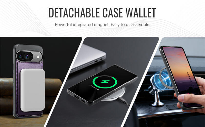 JEEHOOD Google Pixel 9/Pixel 9 Pro 2-in-1 Magnetic Wallet Case