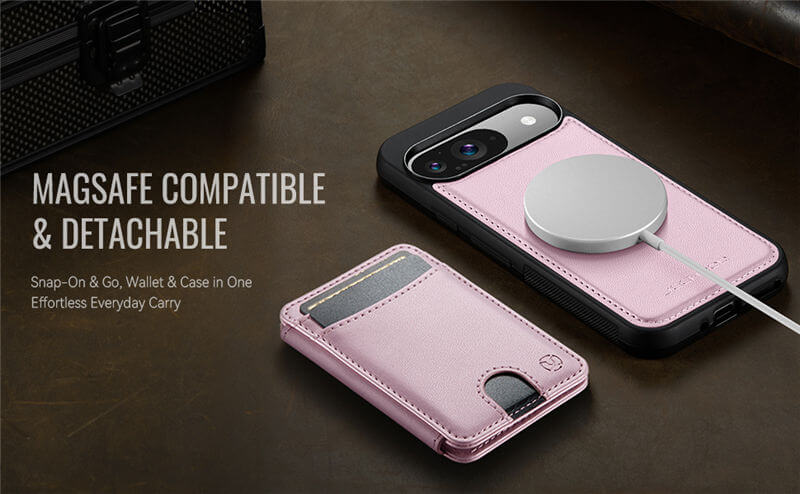 JEEHOOD Google Pixel 9/Pixel 9 Pro 2-in-1 Magnetic Wallet Case