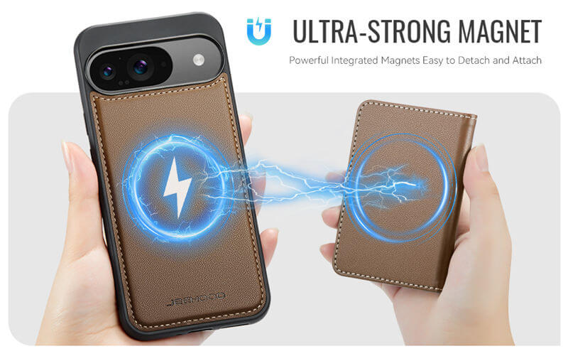 JEEHOOD Google Pixel 10/Pixel 10 Pro Detachable Magnetic Zipper Wallet Case