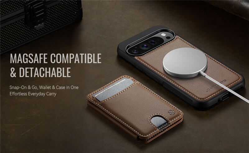 JEEHOOD Google Pixel 10 Pro XL 2-in-1 Magnetic Wallet Case