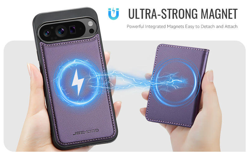 JEEHOOD Google Pixel 9 Pro XL Detachable Magnetic Zipper Wallet Case