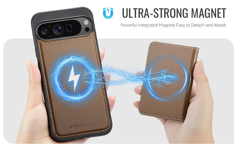 JEEHOOD Google Pixel 10 Pro XL Detachable Magnetic Zipper Wallet Case