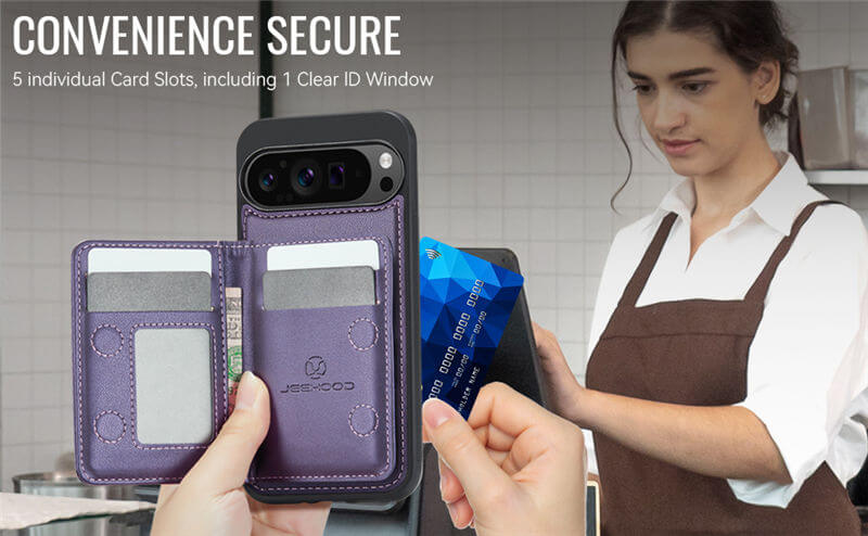 JEEHOOD Google Pixel 10 Pro XL Detachable Magnetic Zipper Wallet Case