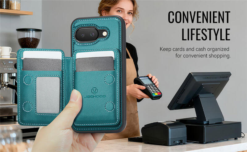 JEEHOOD Google Pixel 9A 2-in-1 Magnetic Wallet Case