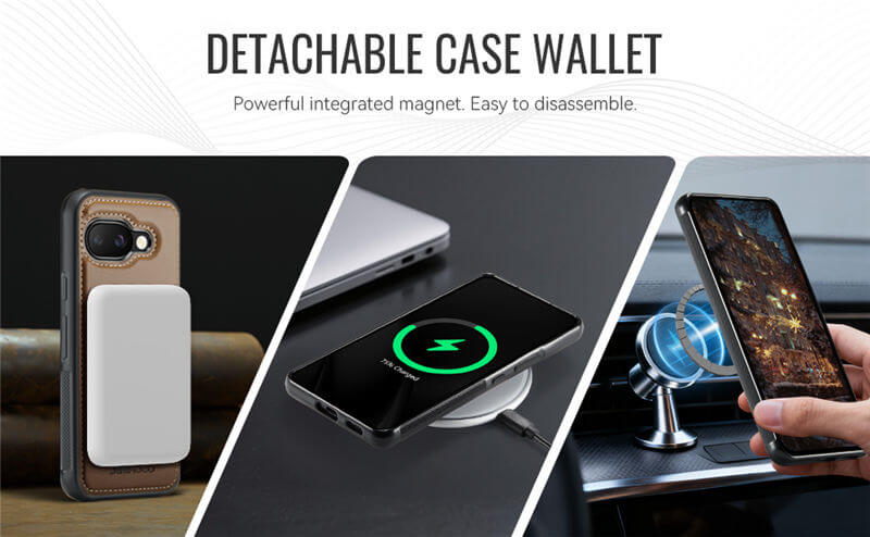 JEEHOOD Google Pixel 9A 2-in-1 Magnetic Wallet Case