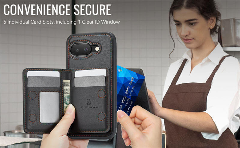 JEEHOOD Google Pixel 9A Detachable Magnetic Zipper Wallet Case