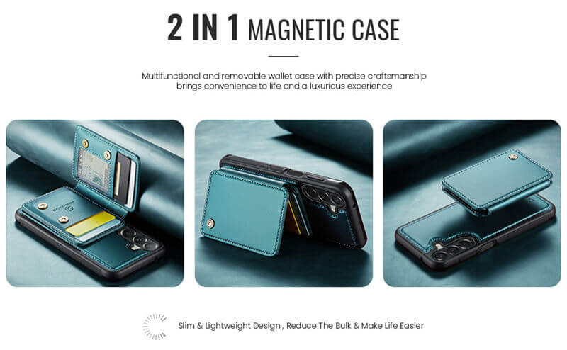 JEEHOOD Samsung Galaxy A27 Magnetic 2-in-1 Wallet RFID-blocking Case