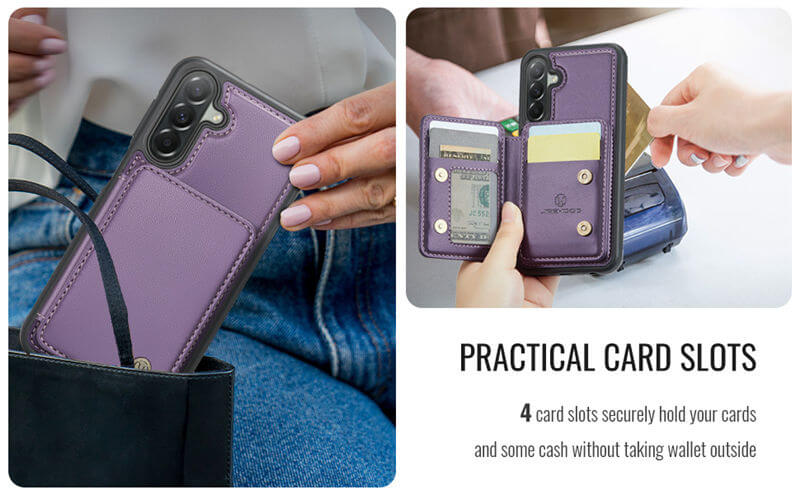 JEEHOOD Samsung Galaxy A27 Magnetic 2-in-1 Wallet RFID-blocking Case