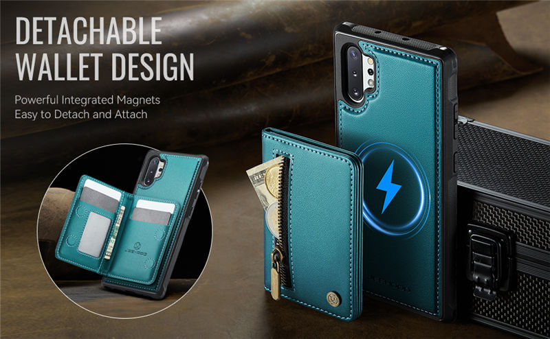 JEEHOOD Samsung Galaxy Note 10 Plus Detachable Magnetic Zipper Wallet Case