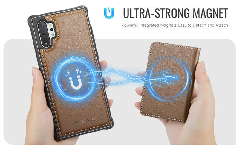 JEEHOOD Samsung Galaxy Note 10 Plus Detachable Magnetic Zipper Wallet Case