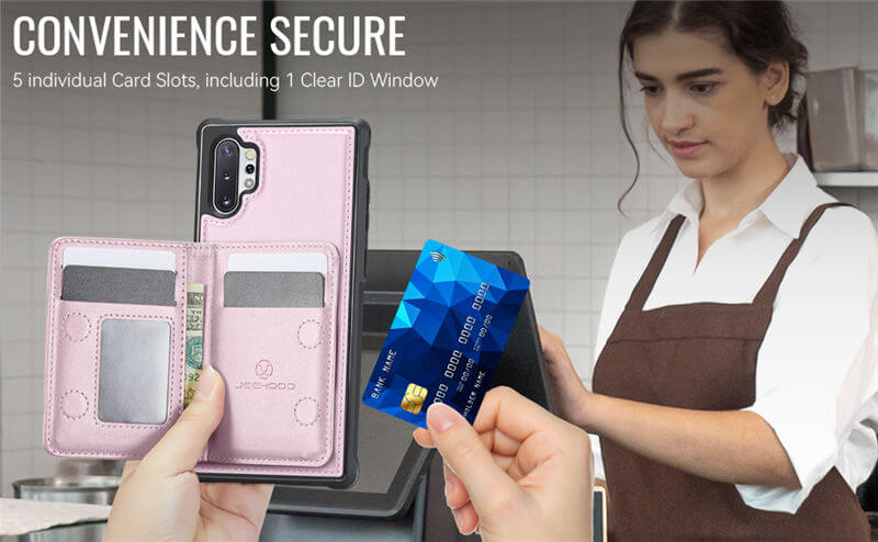 JEEHOOD Samsung Galaxy Note 10 Plus Detachable Magnetic Zipper Wallet Case