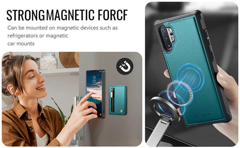 JEEHOOD Samsung Galaxy Note 10 Plus Detachable Magnetic Zipper Wallet Case