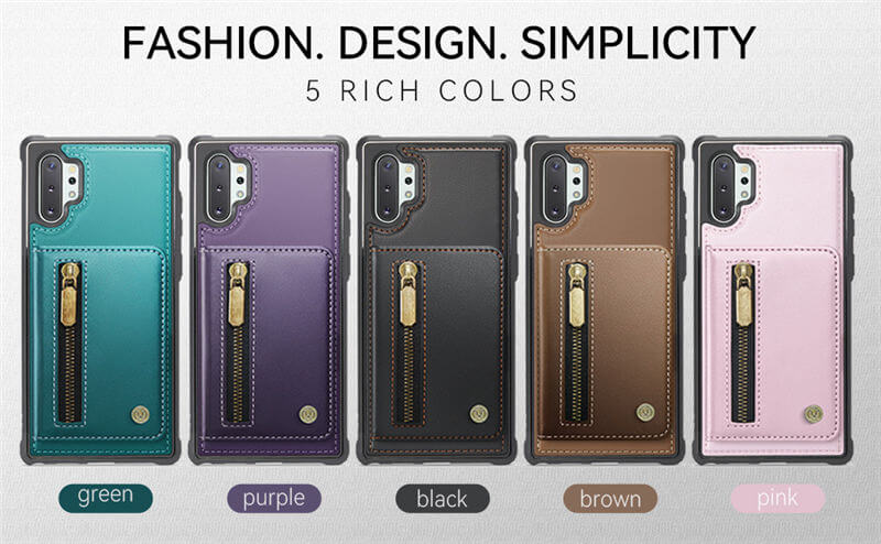 JEEHOOD Samsung Galaxy Note 10 Plus Detachable Magnetic Zipper Wallet Case