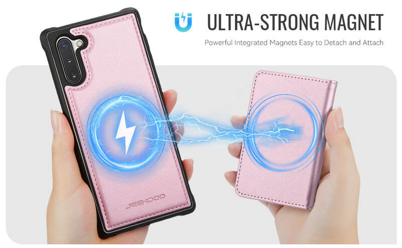 JEEHOOD Samsung Galaxy Note 10 Detachable Magnetic Zipper Wallet Case