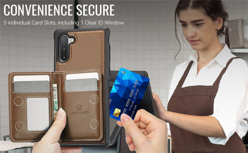 JEEHOOD Samsung Galaxy Note 10 Detachable Magnetic Zipper Wallet Case