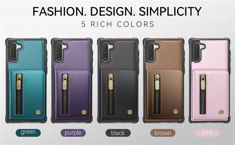 JEEHOOD Samsung Galaxy Note 10 Detachable Magnetic Zipper Wallet Case