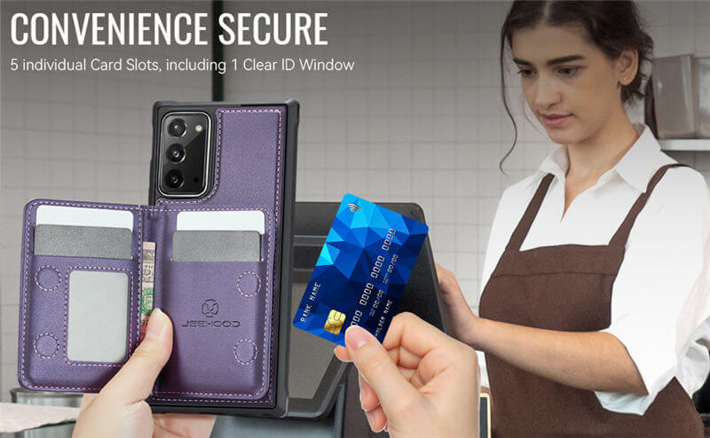 JEEHOOD Samsung Galaxy Note 20 Detachable Magnetic Zipper Wallet Case