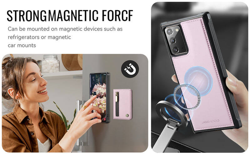 JEEHOOD Samsung Galaxy Note 20 Detachable Magnetic Zipper Wallet Case