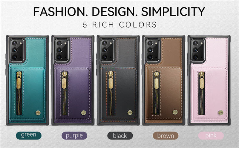 JEEHOOD Samsung Galaxy Note 20 Detachable Magnetic Zipper Wallet Case