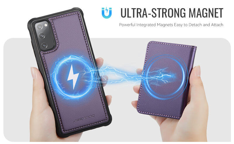 JEEHOOD Samsung Galaxy S20 FE Detachable Magnetic Zipper Wallet Case