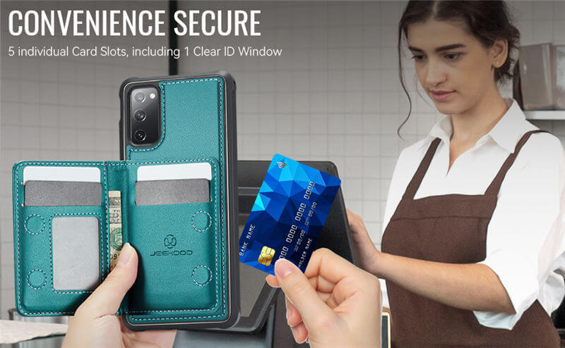 JEEHOOD Samsung Galaxy S20 FE Detachable Magnetic Zipper Wallet Case