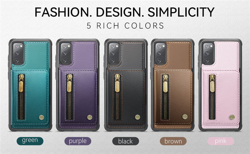 JEEHOOD Samsung Galaxy S20 FE Detachable Magnetic Zipper Wallet Case