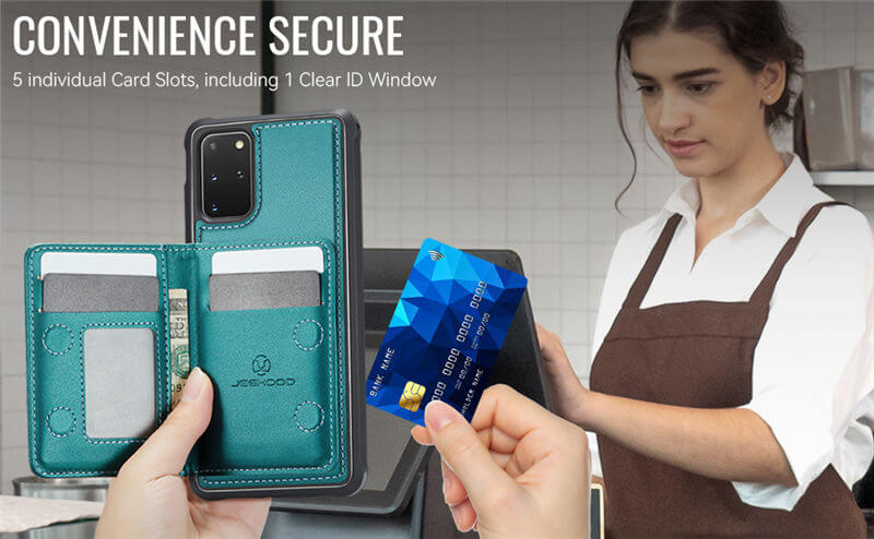 JEEHOOD Samsung Galaxy S20 Plus Detachable Magnetic Zipper Wallet Case