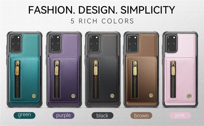 JEEHOOD Samsung Galaxy S20 Plus Detachable Magnetic Zipper Wallet Case