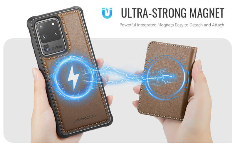 JEEHOOD Samsung Galaxy S20 Ultra Detachable Magnetic Zipper Wallet Case