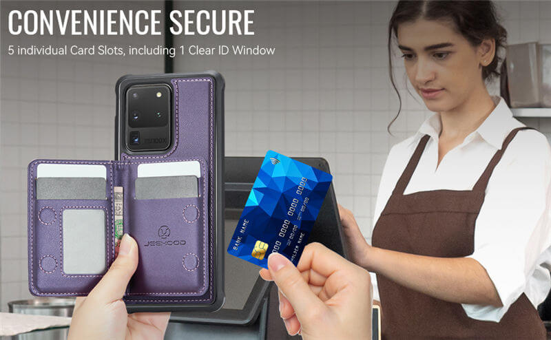 JEEHOOD Samsung Galaxy S20 Ultra Detachable Magnetic Zipper Wallet Case