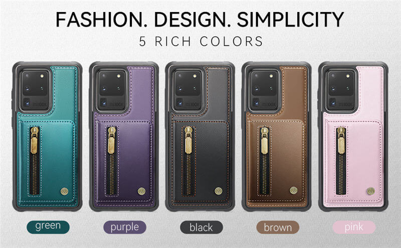 JEEHOOD Samsung Galaxy S20 Ultra Detachable Magnetic Zipper Wallet Case