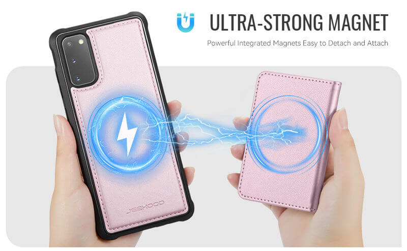 JEEHOOD Samsung Galaxy S20 Detachable Magnetic Zipper Wallet Case