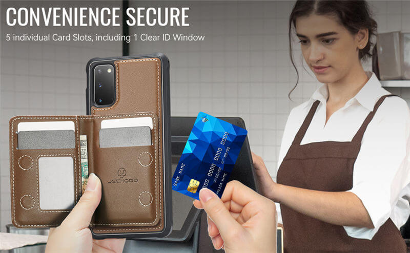 JEEHOOD Samsung Galaxy S20 Detachable Magnetic Zipper Wallet Case