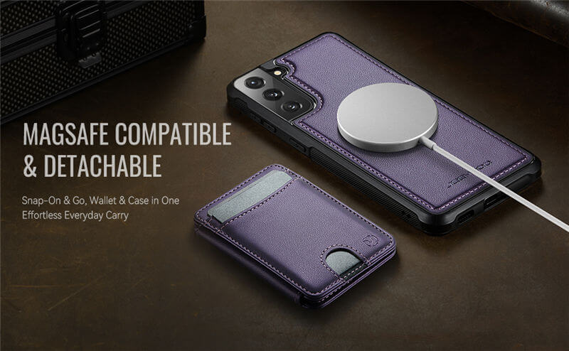 JEEHOOD Samsung Galaxy S21 2-in-1 Magnetic Wallet Case