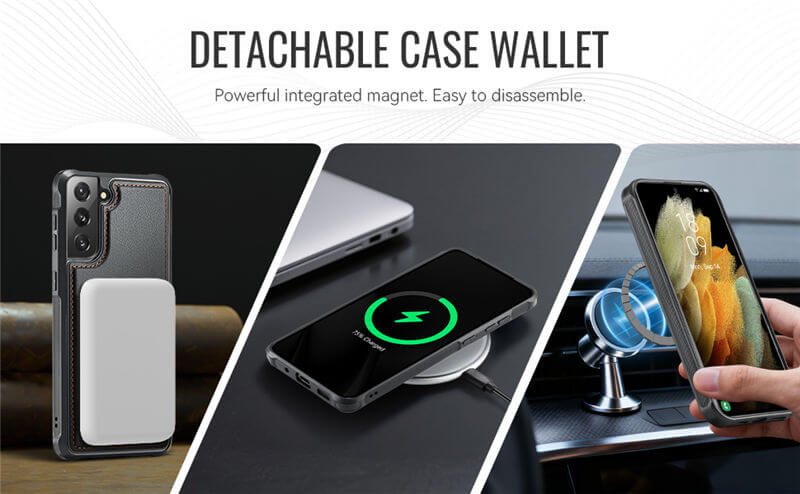 JEEHOOD Samsung Galaxy S21 2-in-1 Magnetic Wallet Case