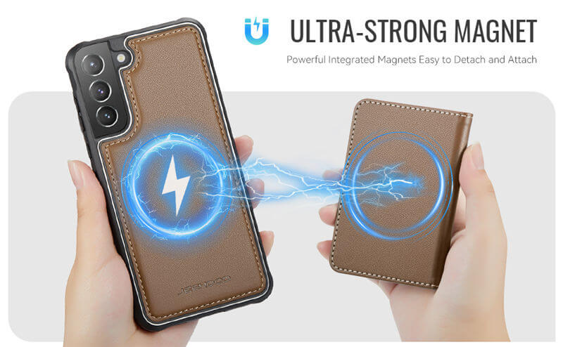 JEEHOOD Samsung Galaxy S21 Plus Detachable Magnetic Zipper Wallet Case